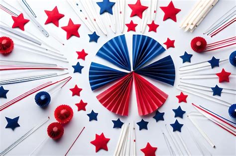 Premium Photo A Pinwheel With Red White And Blue Stars And A Red Star