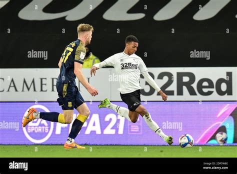 Morgan Whittaker 18 Of Derby County Puts In The Cross Stock Photo Alamy