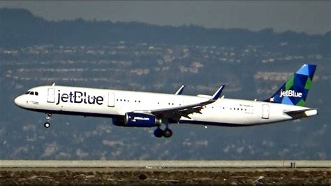 Jetblue Airbus A321 Jfk Sfo Flight Arrives At San Francisco Intl