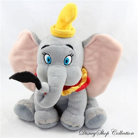 Peluche L Phant Dumbo Disneyland Paris Plume Noir Col Rouge Disney