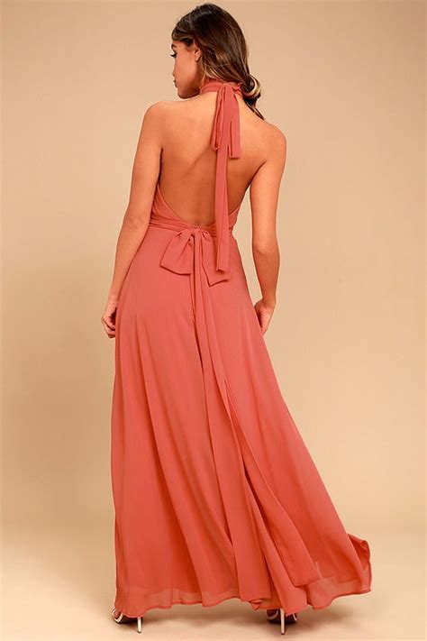 Stunning Rusty Rose Maxi Dress Halter Maxi Backless Maxi 89 00