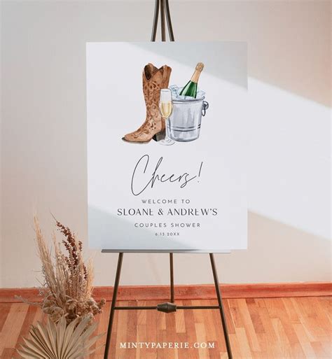 Boots And Bubbly Welcome Sign Couples Shower Western Bridal Etsy