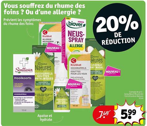 Promo Spray Nasal Rhume Des Foins Kruidvat Natures 20 Ml Chez Kruidvat