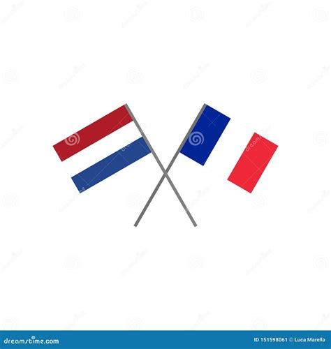 Vector Illustration of the Holland Flag and the France Flag Crossing ...