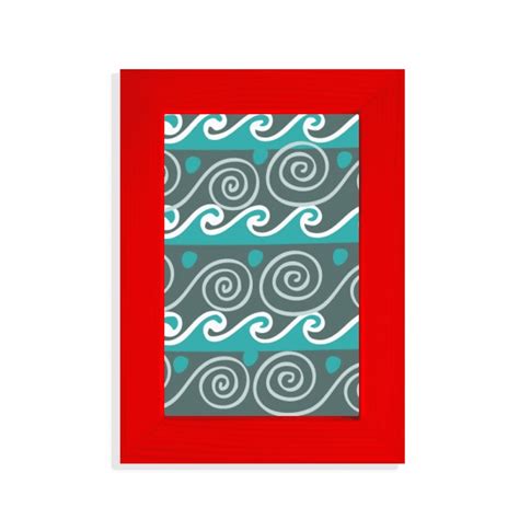 Blue Wave Mexico Totems Ancient Civilization Picture Display Art Red