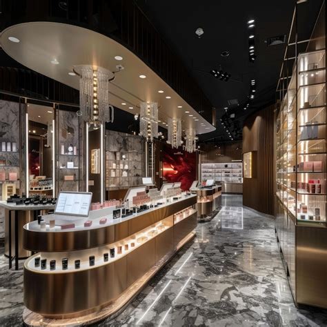 Elegant Perfume Shop Interior With Modern Design Luxury Lighting And