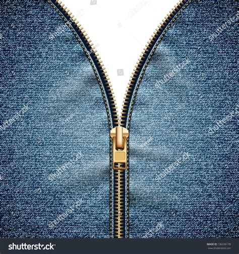 Denim Texture Open Zipper Raster Version Stock Illustration 136336178