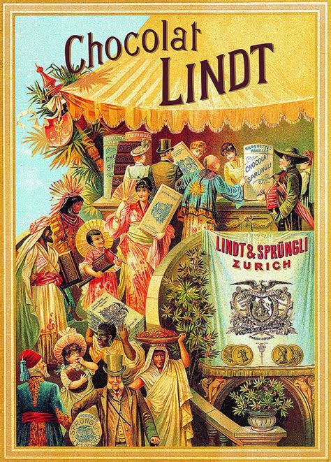 Publicité Chocolat Lindt de 1890 Art deco posters Retro poster