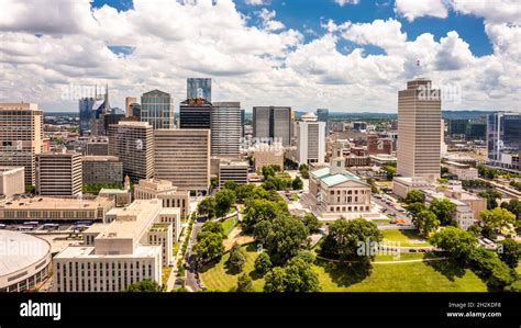 Aerial View Of Nashville Capitol And Skyline On A Sunny Day Nashville