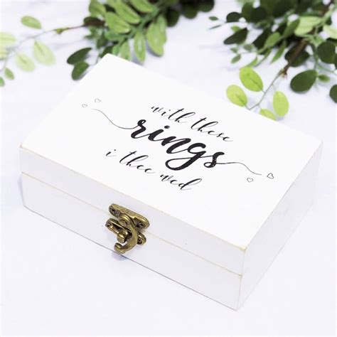 Codes Engraved Wedding Ring Holder Personalized Wooden Ring Bearer Box