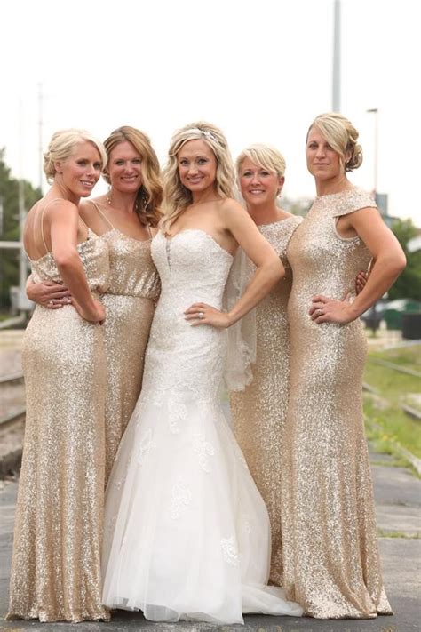 Sorella Vita Gold Metallic Bridesmaid And David Tutera Gown Looked