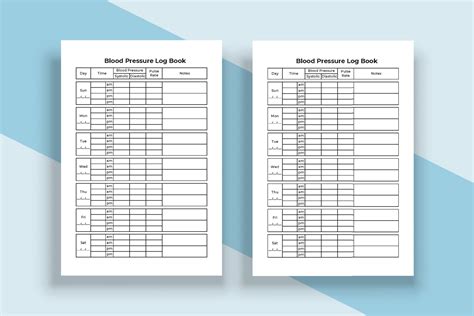 Interior del libro de registro de presión arterial Diario de presión