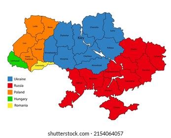 Ukraine Geographic Divisions Political Map Eastern Stock Vector