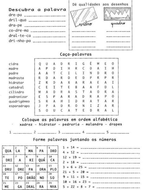 Atividades Encontros Consonantais Para Imprimir