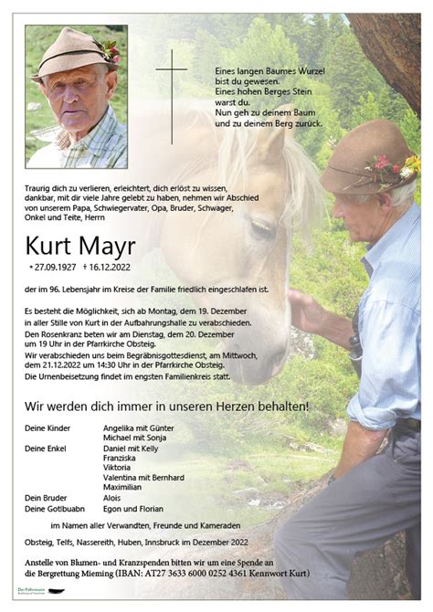 Kurt Mayr Der Fährmann Bestattung und Trauerrituale