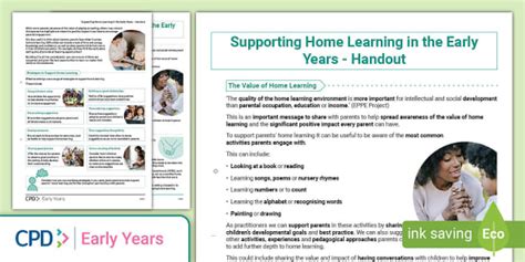 Supporting Home Learning Early Years Handout Eyfs Twinkl