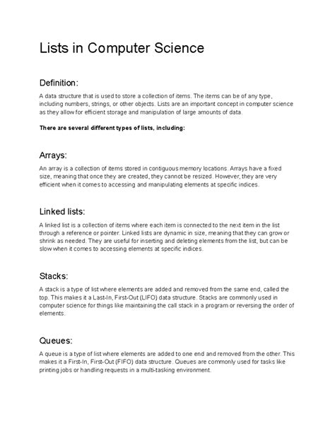 Computer Science I Egr 1210 Lecture 29 Lists Lists In Computer