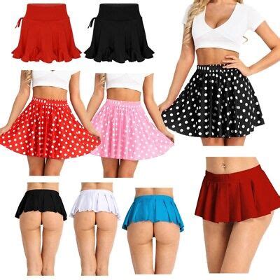 Women Schoolgirl Mini Micro Skirt Pleated Skater Dress Latin Dancewear