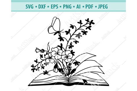 Book With Flowers Svg Book Lover Png Butterfly 1293838