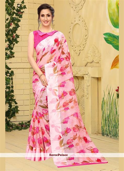 Buy Linen Multi Colour Abstract Printed Saree Online Trendy Sarees