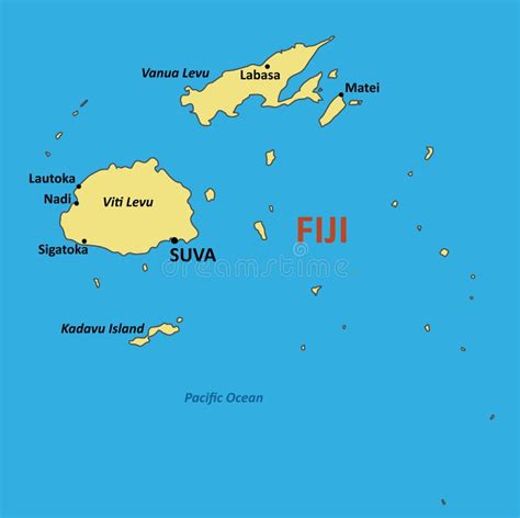 Vector Map Of Republic Of Fiji Island Country In Melanesia Stock