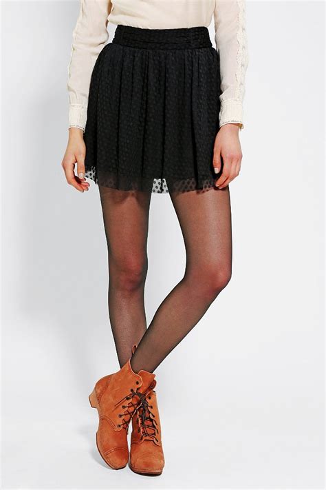 Pins And Needles Dotty Mesh Mini Skirt Urban Outfitters