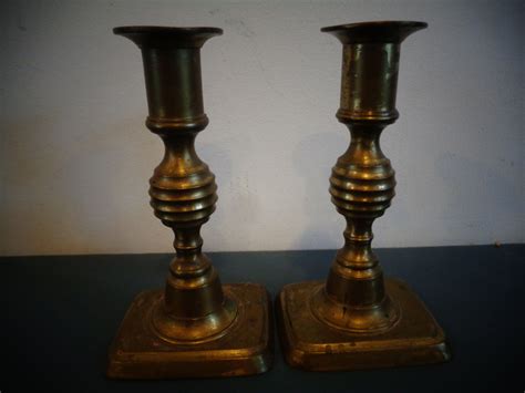 Antique Brass Candlestick Push Up Candle Holder Ebay