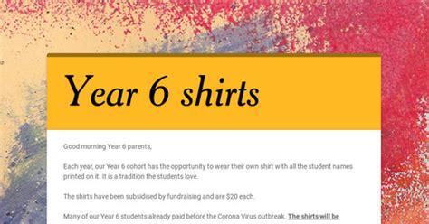 Year 6 Shirts Smore Newsletters For Education