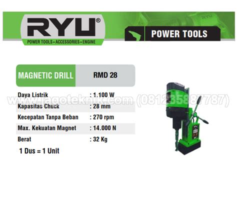 RYU TEKIRO POWERTOOL Mesin Bor Magnetic Drill 28mm RYU RMD28