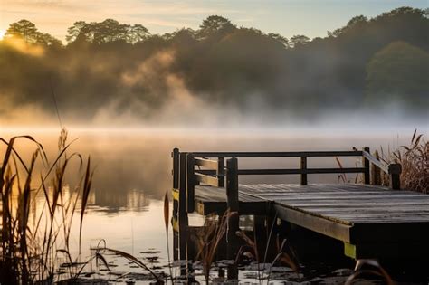 Premium Ai Image Crisp Autumn Morning By The Lake