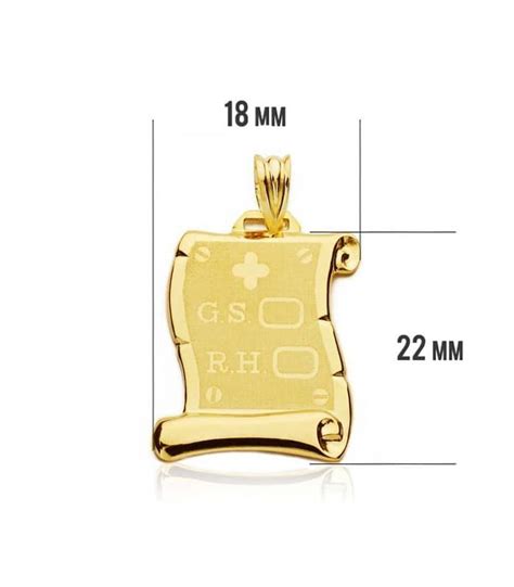 Parchemin Pendentif Rh Or Jaune K Mm Alda