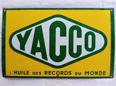 ANCIENNE PLAQUE ÉMAILLÉE publicitaire HUILE moteur YACCO motor oil