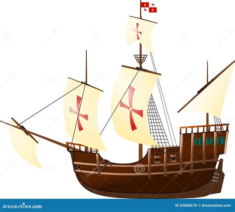 Santa Maria sailing ship stock vector. Illustration of guns - 83600670