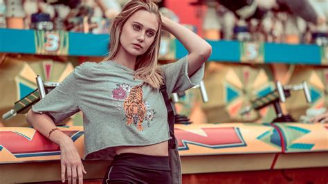 X Blonde Girl Outdoors Hands In Hair Laptop Hd Hd K Wallpapers Images Backgrounds