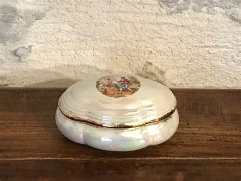 PETIT COFFRET À bijoux en porcelaine nacrée Japonaise EUR 14 00