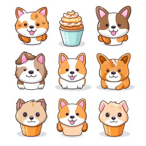 Premium Ai Image A Set Of Cartoon Dogs With Different Emotions