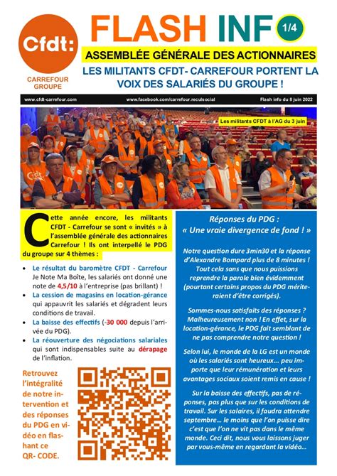 AG Des Actionnaires 2022 Cfdt Coordination Carrefour