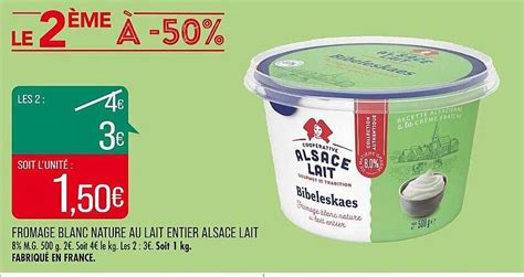 Promo Fromage Blanc Nature Au Lait Entier Alsace Lait Chez Match