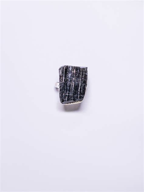 Anillo Turmalina Negra En Alpaca Ajustable Aura Cuarzos