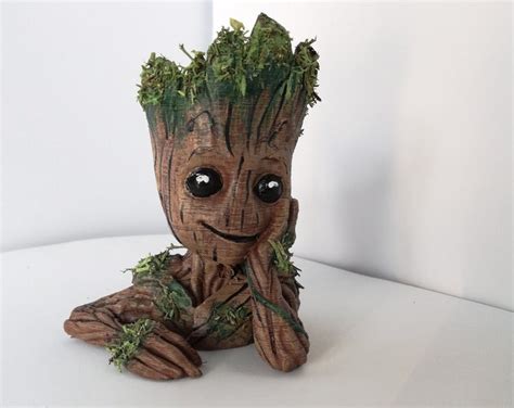 Baby Groot Planter Flower Pot Guardians Of Galaxy Fan Art Succulents