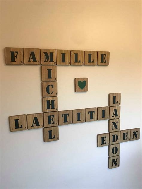 Lettres scrabble en bois décoration murale idée cadeau déco tendance