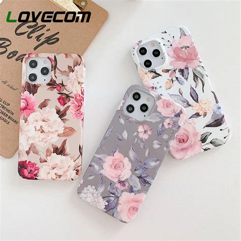 LOVECOM funda de teléfono Vintage con flores para iPhone carcasa suave