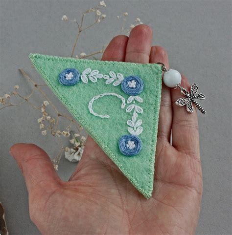 Felt Corner Bookmark Personalized Custom Initial Bookmark Etsy