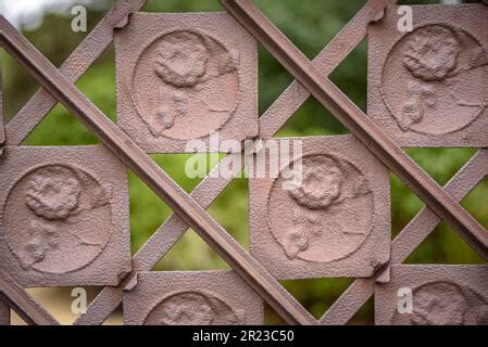 Wrought iron fence in the Güell Pavilions a work by Gaudí with the