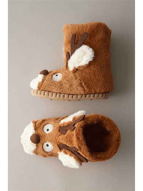 Kids Reindeer Slippers Chasing Fireflies