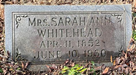 Sarah Ann Okelly Whitehead 1852 1930 Find A Grave Memorial