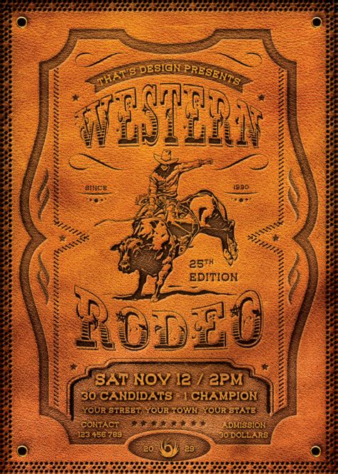 Western Rodeo Flyer Template Party Flyers For Photoshop