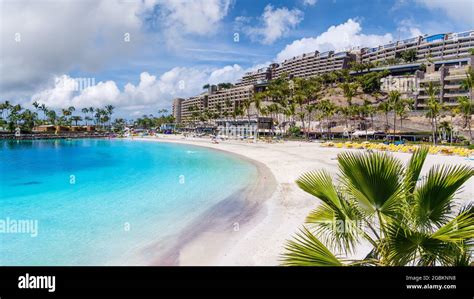 Landscape With Anfi Beach And Resort Gran Canaria Spain Stock Photo