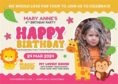 Birthday Invitation Card Psd Template Free Infoupdate Org