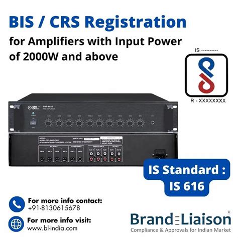 Bis Registration Crs For Amplifiers With Input Power Of W And